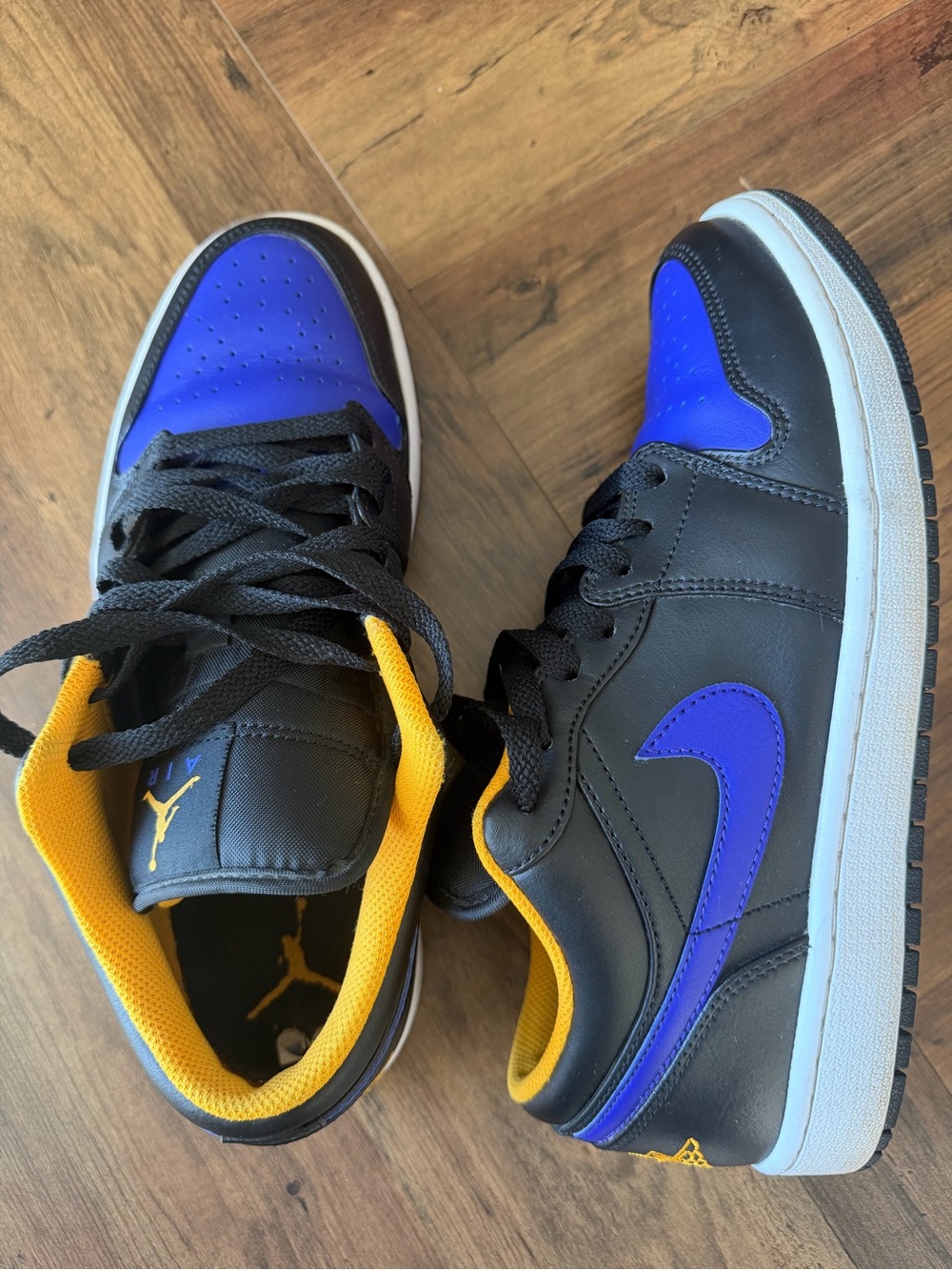 Jordan 1 Low Top Sneakers in Black, Purple and Yellow - Picture 5 of 7